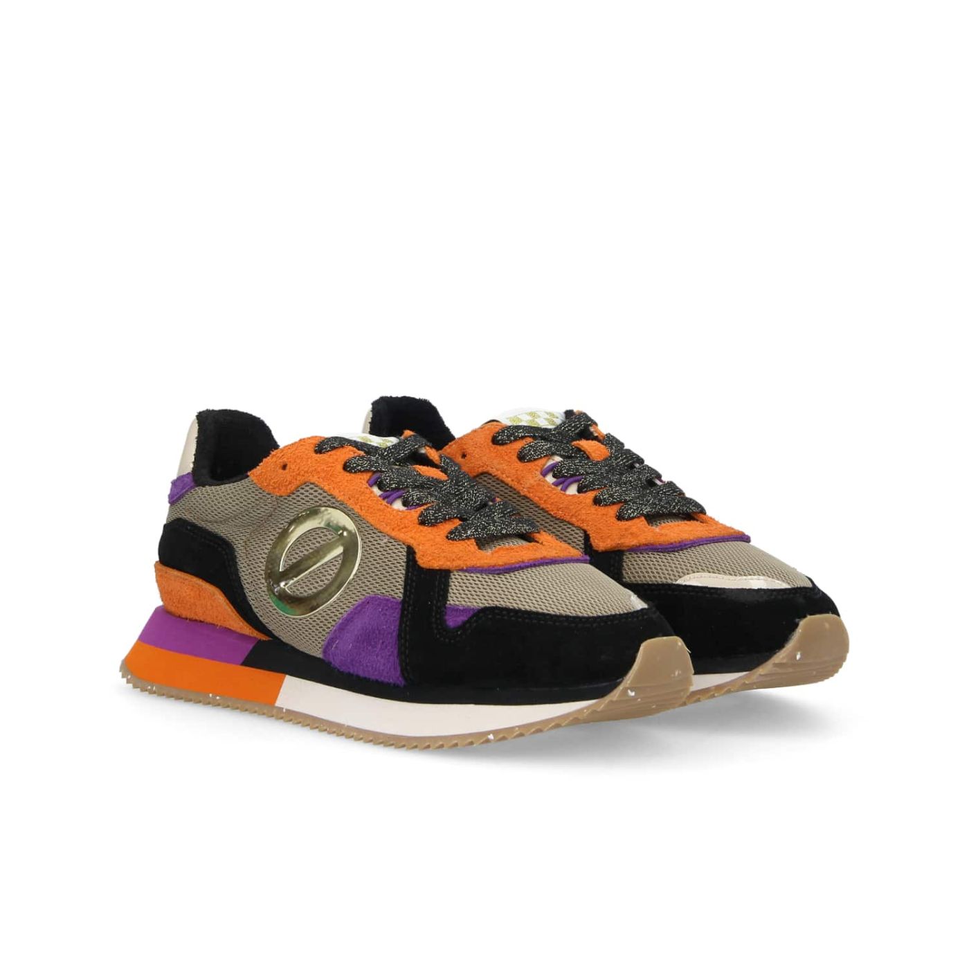 MIA NEW JOGGER W - SUEDE/H.SD/MESH - BLACK/TAUPE/PURPLE/ORANGE